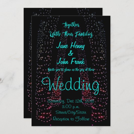 String Lights, Fairy Lights Wedding Kaart (Voorkant / Achterkant)