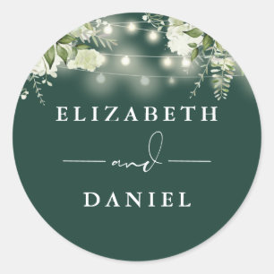 String Lights Floral Emerald Wedding Favoriet Ronde Sticker