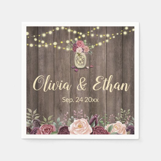 String Lights Floral Mason Jar Servet (Voorkant)