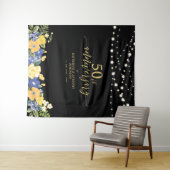 String Lights & Flowers 50th Wedding Jubileum Wandkleed (In Situ (horizontaal))