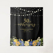 String Lights & Flowers 50th Wedding Jubileum Wandkleed (Voorkant)