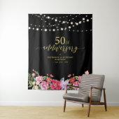 String Lights & Flowers 50th Wedding Jubileum Wandkleed (In situ)