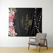 String Lights & Flowers 50th Wedding Jubileum Wandkleed (In Situ (horizontaal))