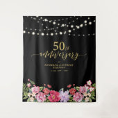 String Lights & Flowers 50th Wedding Jubileum Wandkleed (Voorkant)