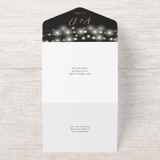 String Lights Foliage Garland Wedding Foil All In One Uitnodiging (Buiten)