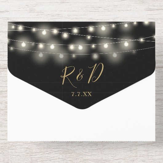 String Lights Foliage Garland Wedding Foil All In One Uitnodiging (Achterzijde)