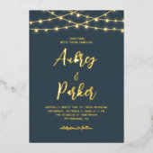 String Lights FOLIE Aangepaste Kleur Bruiloft Uitn Folie Uitnodiging (Voorkant)