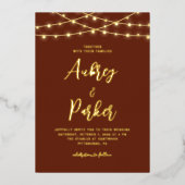 String Lights FOLIE Aangepaste Kleur Bruiloft Uitn Folie Uitnodiging (Voorkant)