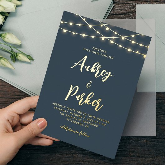 String Lights FOLIE Aangepaste Kleur Bruiloft Uitn Folie Uitnodiging