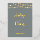 String Lights FOLIE Aangepaste Kleur Bruiloft Uitn Folie Uitnodiging (Voorkant)