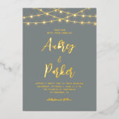 String Lights FOLIE Aangepaste Kleur Bruiloft Uitn Uitnodiging (Voorkant)