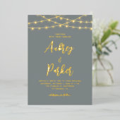 String Lights FOLIE Aangepaste Kleur Bruiloft Uitn Uitnodiging (Staand Voorkant)