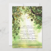 String Lights Forest Trees Path Rustic Wedding Kaart (Voorkant)