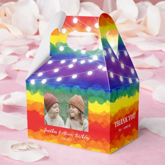 String Lights Foto Kleurrijke gezamenlijke verjaar Bedankdoosjes (Huwelijk)
