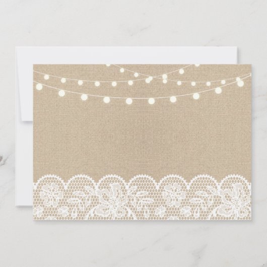 String Lights Foto Retirement Lace Burlap Kaart (Achterkant)