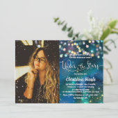 String Lights Galaxy Under Stars Foto Verjaardag Kaart (Staand voorkant)