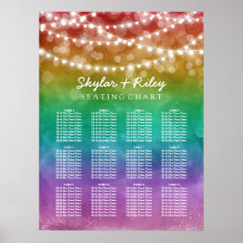 String Lights Gay Wedding Seating Chart 12 Tables Poster