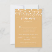 String Lights Geel Bruiloft Menu Keuze RSVP (Voorkant)