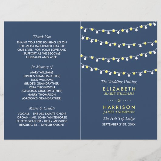 String Lights-, Geel- en White Wedding-programma (Voorkant)