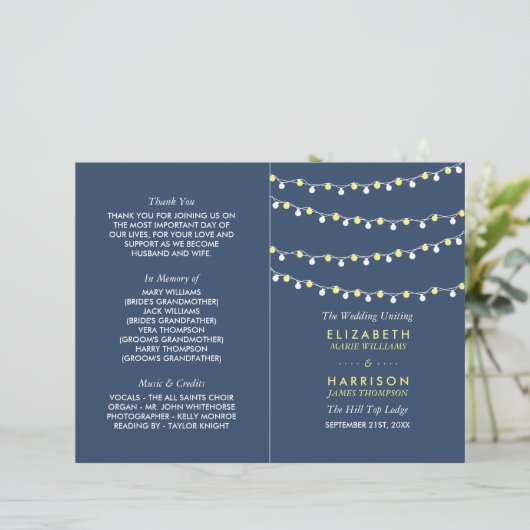 String Lights-, Geel- en White Wedding-programma (Staand voorkant)