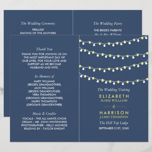 String Lights-, Geel- en White Wedding-programma (Voorkant / Achterkant)