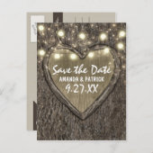 String Lights Gesneden eiken boom Bewaar de datumk Aankondigingskaart (Voorkant / Achterkant)