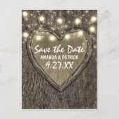 String Lights Gesneden eiken boom Bewaar de datumk Aankondigingskaart (Voorkant)