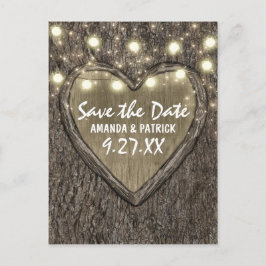 String Lights Gesneden eiken boom Bewaar de datumk Aankondigingskaart