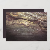 String Lights gesneden hart rustieke bruiloft Kaart (Voorkant / Achterkant)