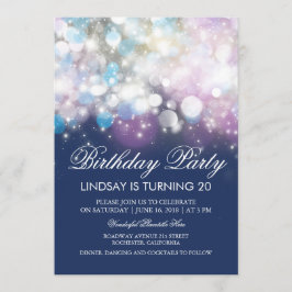 String Lights Glam Navy Verjaardagsfeest Kaart