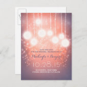 String Lights glitter lantaarns roze Save the date Aankondigingskaart (Voorkant / Achterkant)