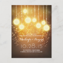 String Lights glitter & lantaarns Sla de datum op Aankondigingskaart