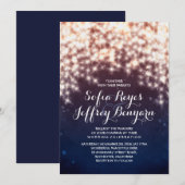 String Lights Glitter Navy  Elegant Bruiloft Kaart (Voorkant / Achterkant)
