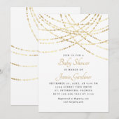 String Lights Gold Elegant Baby shower Kaart (Voorkant / Achterkant)