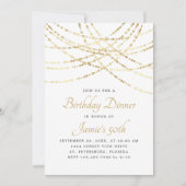 String Lights Gold Elegant Verjaardagsdiner Kaart (Voorkant)