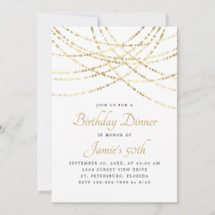 String Lights Gold Elegant Verjaardagsdiner Kaart