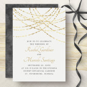 String Lights Gold Elegant Wedding Kaart