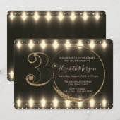 String Lights Gold Glitter 30th Birthday Kaart (Voorkant / Achterkant)