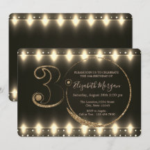 String Lights Gold Glitter 30th Birthday