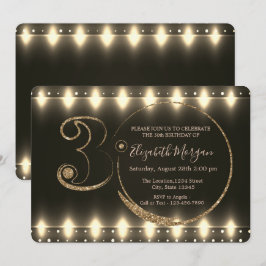 String Lights Gold Glitter 30th Birthday Kaart