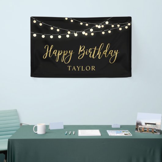 String Lights | Gold Happy Birthday Party-banner Spandoek (Beurs)