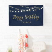 String Lights | Gold Happy Birthday Party-banner Spandoek (Insitu)