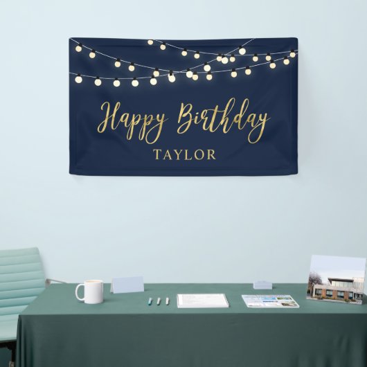 String Lights | Gold Happy Birthday Party-banner Spandoek (Beurs)