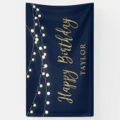 String Lights | Gold Happy Birthday Party-banner Spandoek (Verticaal)