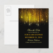 String Lights Goud confetti zwart Bewaar de datum Aankondigingskaart (Voorkant / Achterkant)