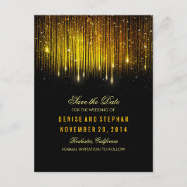 String Lights Goud confetti zwart Bewaar de datum Aankondigingskaart