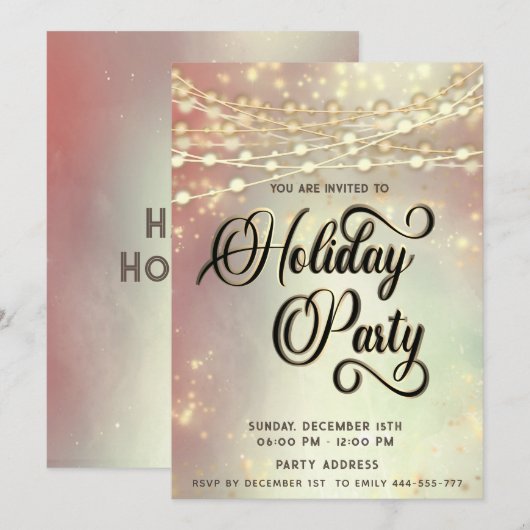 string lights goud corporate Holiday party blush Kaart (Voorkant / Achterkant)