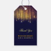 String Lights Goud en Navy Bruiloft Dank u Cadeaulabel (Voorkant)