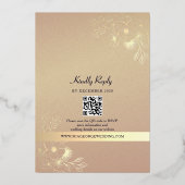 String Lights Goud Paarse bruiloft QR-code Folie Uitnodiging (Achterkant)