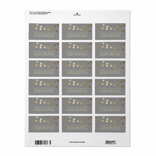 String Lights Gouden folie Bruiloft Etiket (Full Sheet)